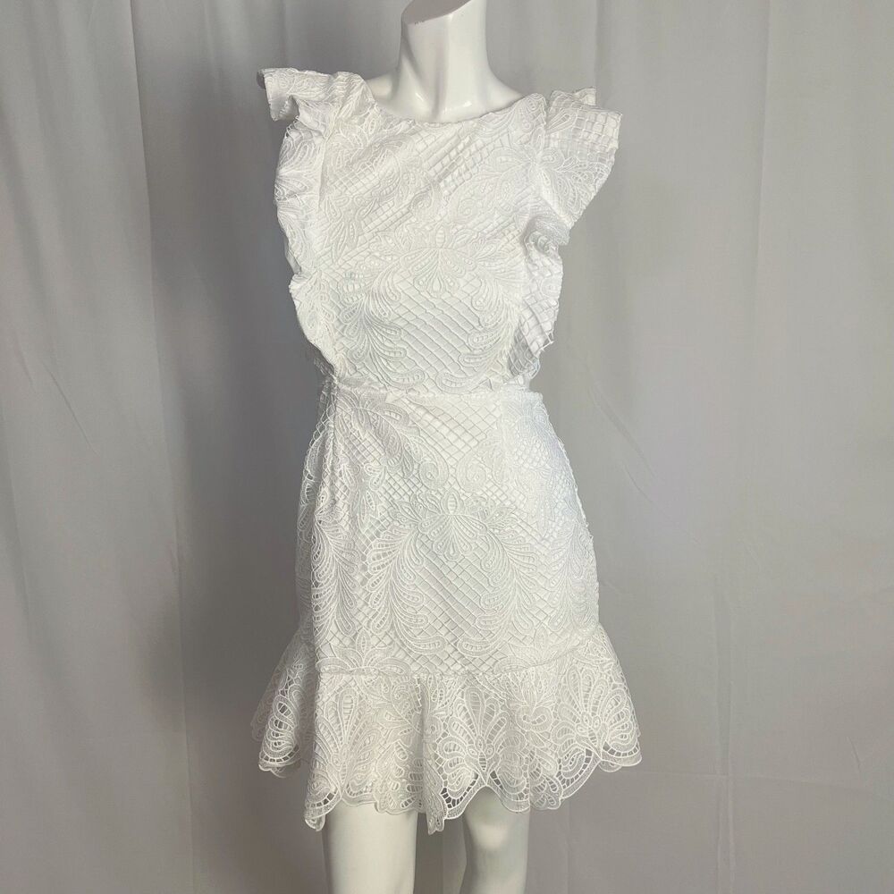 NWT Selfie Leslie Jackie Pinafore Filigree Lace Dress White Crochet Size M - Picture 2 of 8